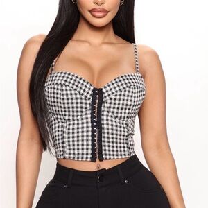 Checkered Black and White Women's Top